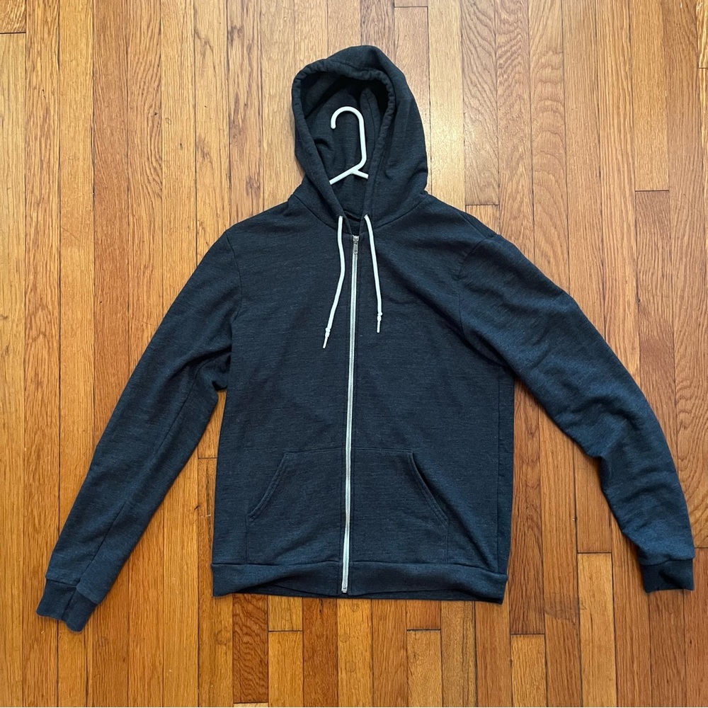 American Apparel F497 Tri-Blend Full-Zip Hoodie - Men’s L, dark heather grey